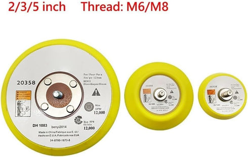 Cryspearl Set 2/3/5 Inch M6/M8 12000 Sanding Disc Backing Pad Hook-Loop for Pneumatic Sander, Rubber and Metal, Thread