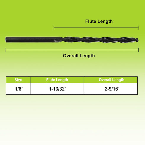 YOUGFIN 12 Pack 1/8 Inch Drill Bit Set, High Speed Steel Twist Jobber Length Drill Bits for Soft Metal, Wood, Plastic