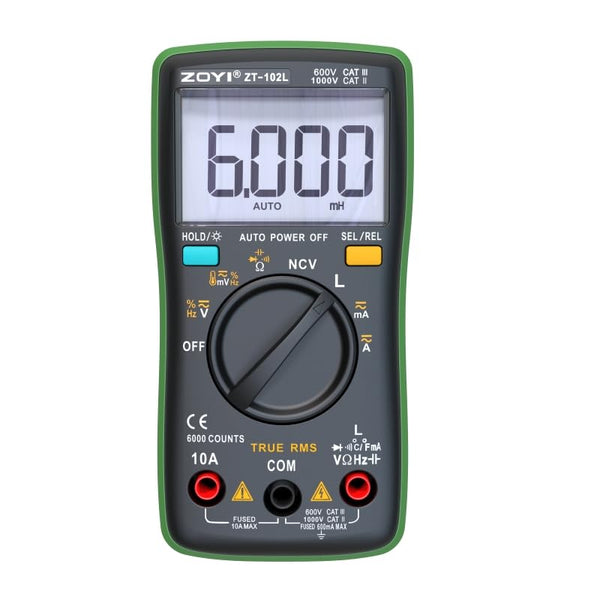 ZT-102L Inductance Meter Multimeter Tester T-RMS 6000 Counts, 60H LCR Meter, AC DC Current Voltage Up to 600A