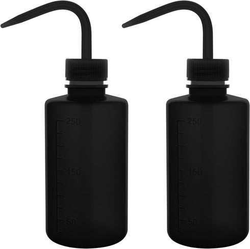 stonylab 2-Pack LDPE Chemical Wash Bottle, 250 ml (8 oz) Safety Squeeze Bottle with Scale Labels and Narrow Mouth