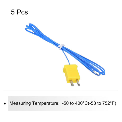 MECCANIXITY 5pcs K Type Thermocouple Mini Connector Temperature Sensor Probes, Blue, -50 to 260°C