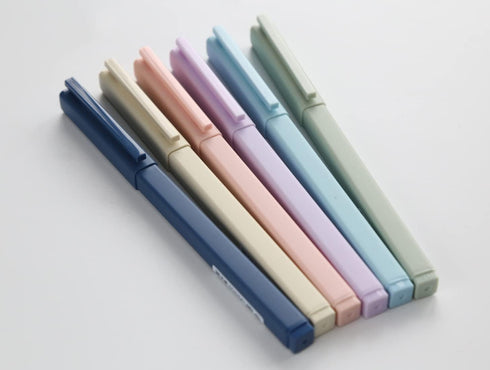 New Solid Color Gel Ink Pens, 0.5mm Point Square Body Gel Pen for Writing Signature, Pack of 6pcs