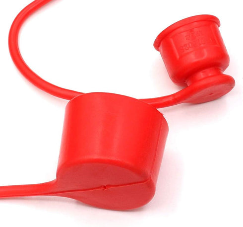 1/4" Skid Steer Bobcat Flat Face Hydraulic Coupler Male Female Dust Caps and Plug Kits Covers,Fits ISO 16028 Hydraulic Quick Coupling,Red Cap with Retention Ring Keeps Cap Attached to Hose by CEKER