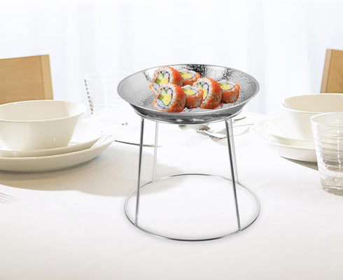 9.05X9.05X7.08 Inch Hemoton Seafood Display Rack Double Tier Stainless Steel Buffet Tower Stand for Oysters Shrimp Crab