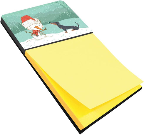 Black Tan Dachshund Snowman Christmas Sticky Note Holder