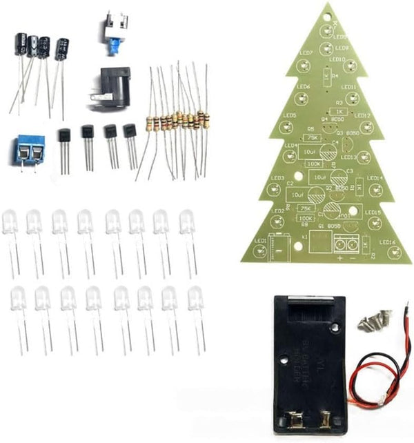 CYRENT 16 Lamp Christmas Tree Kit - DIY Soldering Project with 7 Color