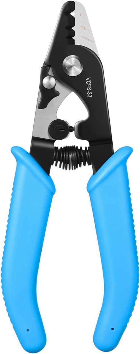 VCFS-33 Fiber Optic Stripping Tool, 3 Port Hole with 6" Handle - Hex Key Adjustable for Jacket, Buffer, Coating