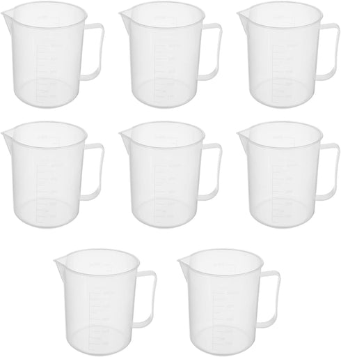 Bettomshin 9Pcs 500ml Metric Straight Shape Plastic Beaker, Graduated Liquid Measuring Cups for Lab