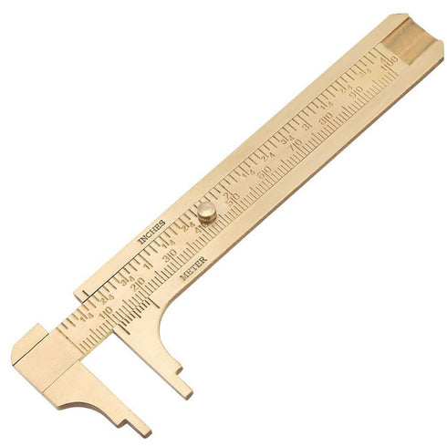 Brass Pocket Caliper - Double Scale Sliding Gauge, Mini Vernier Caliper for Measuring Jewelry