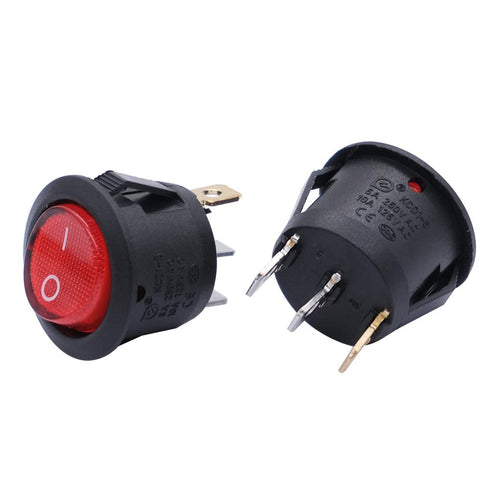 mxuteuk 5pcs Snap-in AC110/120V Lighted Round Rocker Switch, Illuminated Boat Toggle Power Switch Red Light