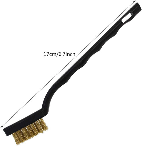 15 Pcs Mini Brass Wire Brush Set for Cleaning, Welding Slag Rust, Curved Handle Brushes