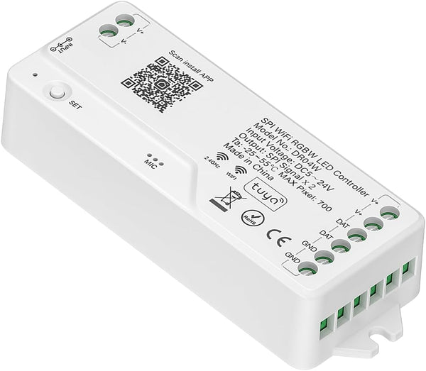 BTF-LIGHTING 2.4G WiFi DR04W SPI RGBW Controller Tuya APP/Smart Life/Google Home/Alexa Control
