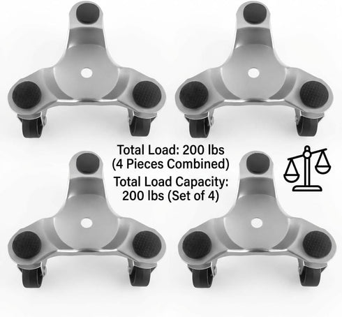 4 6" 200 lbs QWORK pcs Steel Tri-Dolly, Load Capacity, for Moving Furniture & Appliances, Swivel Caster Easy Tool