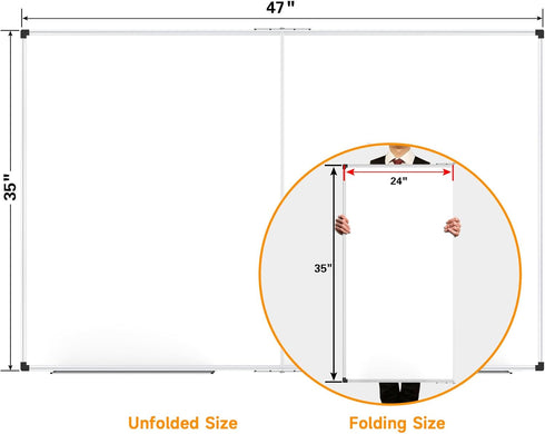 XBoard Large Magnetic Dry Erase Whiteboard 48 x 36 Inch, Foldable Presentation Board with Marker Tray