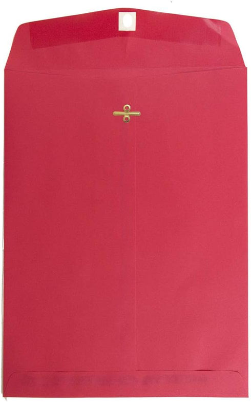 JAM PAPER 9 x 12 Colored Recycled Envelopes - Red Recycled - 25/Pack with Clasp Closure