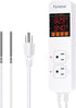 Digital Temperature Controller, Dual Probe Reptile Thermostat Outlet for Terrarium Heat Mat, 10A 1200W