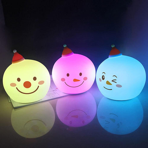 TTBDDDYH Samll 7-Color LED Night Lamp for Kids Room - Bedside Lamp, Cute Snowman Soft Silicone Baby Nursery Night Lamp