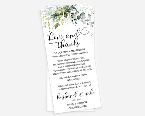 All Ewired Up Wedding Thank You, Printed Personalized, Place Setting, Reception Thank