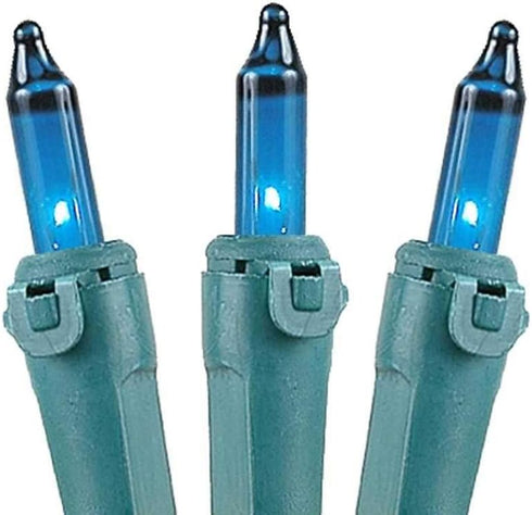 Novelty Lights 100 Light Teal Christmas Mini String Light Set, Green Wire, 50' Long