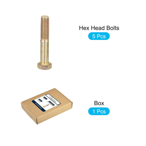 Hex Bolts 5Pcs (9/16-12x3"), Grade 8 Carbon Steel Zinc Plated Partial Threaded Hex Head Screw for Furniture Repair