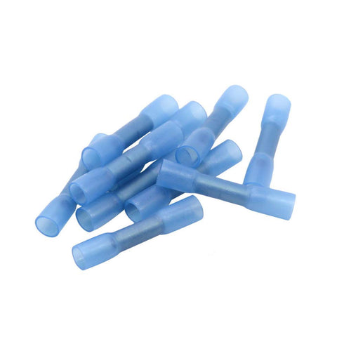 ESUPPORT 50Pack Blue Heat Shrink Butt Wire Electrical Crimp Terminal Connector, 14-16 AWG