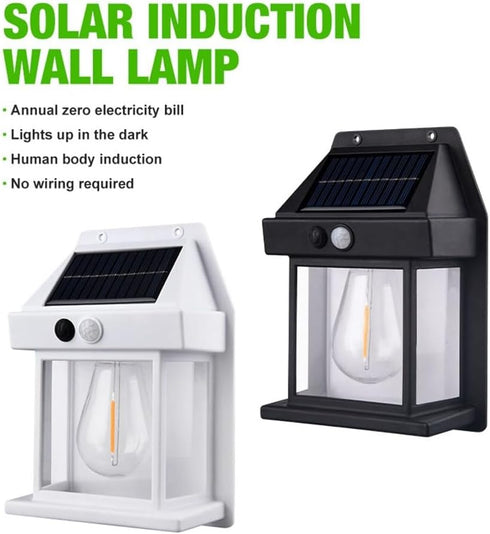 IP65 Surakey Solar Wall Lanterns Outdoor, Wireless Dusk to Dawn Lantern Motion Sensor LED Sconce Lights Waterproof
