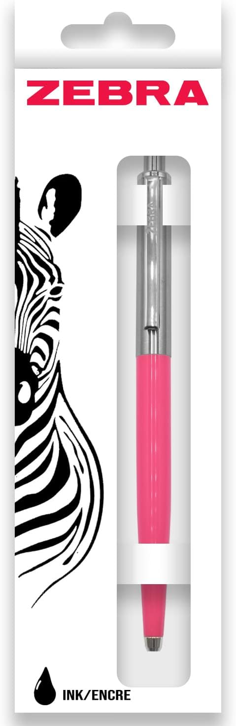 Zebra Pen 901 Retractable Ballpoint Pen, Pack of 3, Medium Point 1.0mm Nib, Black Ink, Deep Pink & Pastel Colors