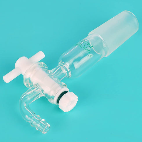 Vacuum Flow Control Adapter with PTFE Stopcock, 24/40 Joint and Bent Hose Connection for Laboratory Use