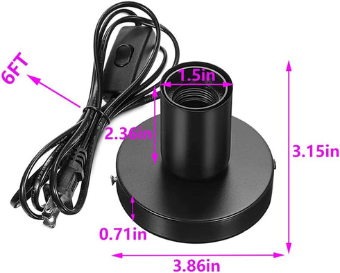 Industrial Table Lamp Base, E26 E27 Lamp Base Without Shade, Mini Short Desk Lamp Exposed Bulb Base, Simple Metal Edison Light Bulb Stand Black by DBKMPZ
