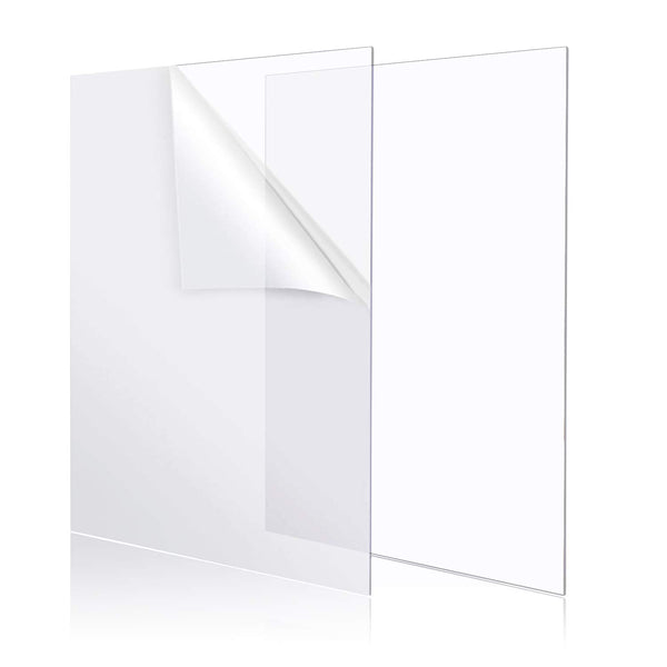 YSTIME 8" x 12" Clear Acrylic Sheet, Plexiglass Plastic for Crafts, Pack of 2 with Protective Paper