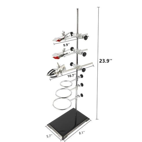 YaeCCC Premium Iron Laboratory Stand Support Metalware Set, 60cm Lab Clamp Flask Clamp Condenser Stand