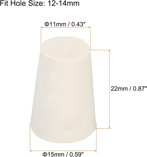 MECCANIXITY Rubber Tapered Plug 11mm to 15mm Solid Test Tubes Bungs Stopper White for Lab Home 24 Pieces