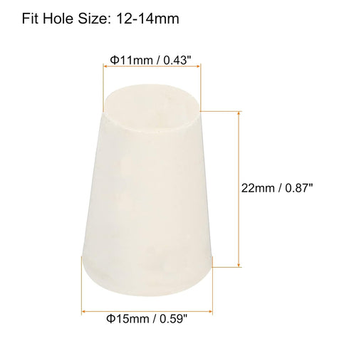MECCANIXITY Rubber Tapered Plug 11mm to 15mm Solid Test Tubes Bungs Stopper White for Lab Home 12 Pieces