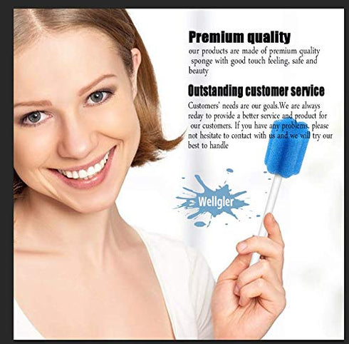 Wellgler's Disposable Oral Swabs - Unthreaded Mouth Swabs, 100pcs Blue
