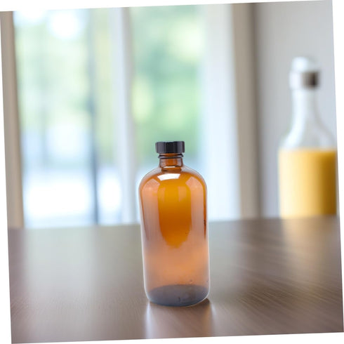 4pcs Zerodeko Mouthwash Dispenser Candy Jar Refillable Brown Glass Bottles Round Lid