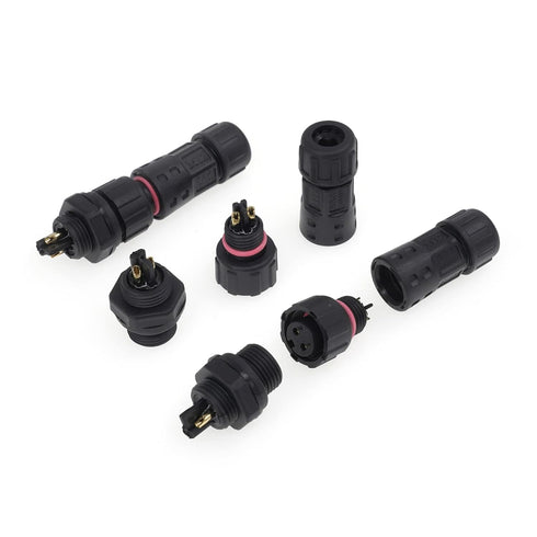 AOHUA M12 Waterproof Connector IP68 Outdoor Electrical Plug for 2 Or 3-pin Cables, Black