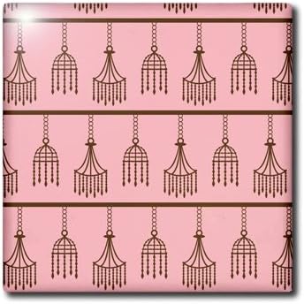 3dRose 8 Inch Pink and Brown Chandeliers Glamour Chic Art Ceramic Tile