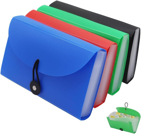 SEEKIND Expanding File Folders 4 Pack, 7.1" x 4.2" Receipt Organizer Folder with 13 Pockets for Office