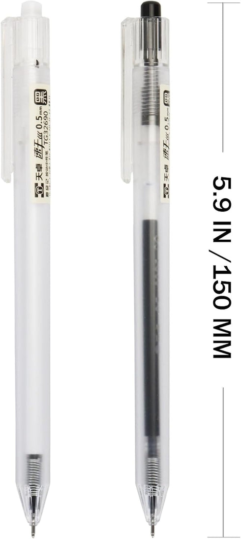 Gel Pens, Fine Point 0.5 MM,12 Pcs,Black,Japanese Retractable Gel Ink Rollerball Pens,Premium transparent pen body,Fast Dry (12) by PurpleWillow