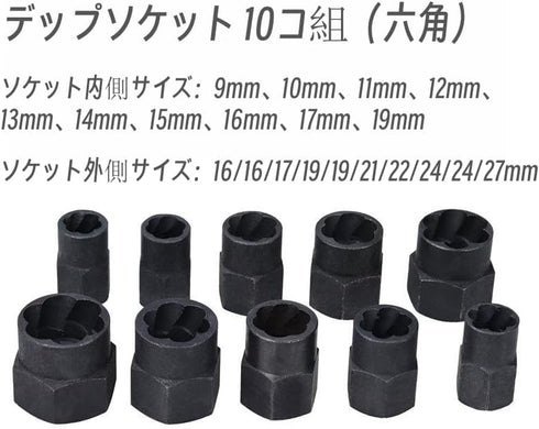 10 Pcs Impact Bolt & Nut Remover Set - Bolt Screw Extractor Set, Nut Remover Tool with Aluminium Storage Case for