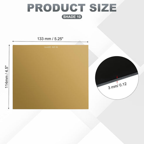 10, 4.5" 5.25" PATIKIL Gold Welding Glass Lens Shade x Hardened Helmet Filter Darkening Glass Welding Hood Lens