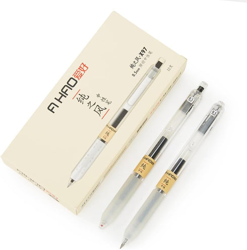 czxwyst X97 Retractable Gel Ink Pens, 0.5mm Fine Point, Black Color, 12-Pack