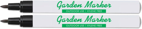 Garden Markers for Outdoor Use - 0.8 mm Medium Point, Black, Fade Resistant Ink, Waterproof, Quick Drying, 2 Count
