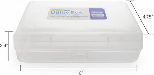 BAZIC Plastic Pencil Case Utility Storage Box, Clear Color, Multi-Purpose Organizer for Pens and Pencils, 4-Pack