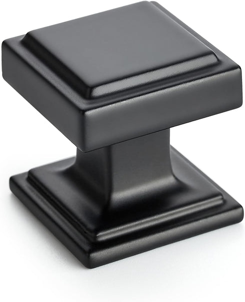 Home Expert Black Cabinet Knobs 5 Pack - Square Black Knobs for Kitchen Cabinets and Drawers, Matte Black Drawer Pulls