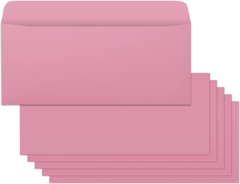 Business Envelopes, 200-Pack #10 Pink Envelopes - Standard Square Flap, Gummed Seal, Perfect for Mailing, Crafts