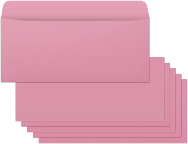 Business Envelopes, 200-Pack #10 Pink Envelopes - Standard Square Flap, Gummed Seal, Perfect for Mailing, Crafts
