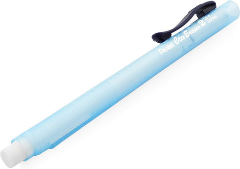 Pentel Clic Stick Eraser Rubber Holder, Blue Barrel + 2 Clic White Eraser Refills