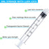 100 Pack 3ml/cc Plastic Syringe Luer Lock Tip - Liquid Measuring Tools (No Needle) - Sterile Individually Sealed