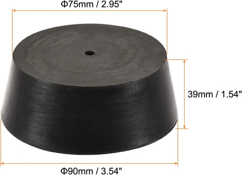 MECCANIXITY Rubber Tapered Plug 75mm to 90mm with Hole Test Tubes Bungs Stopper Black for Lab Home